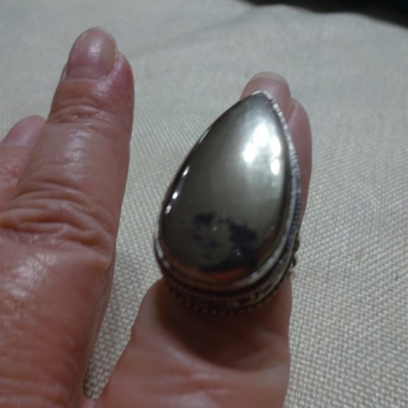 Unique "APACHE PYRITE" Handmade Sterling Ring Size 7.25 #561B - Picture 3 of 3